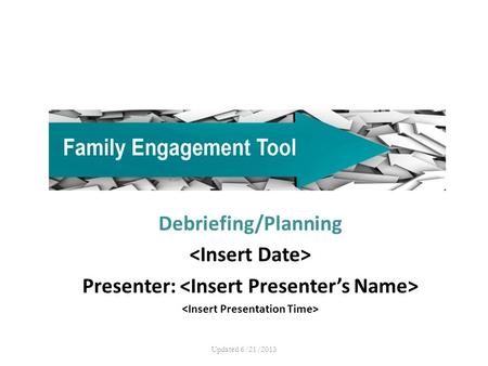 Debriefing/Planning Presenter: Updated 6/21/2013.