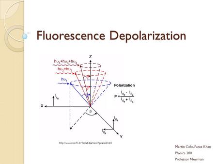 Fluorescence Depolarization Martin Cole, Faraz Khan Physics 200 Professor Newman