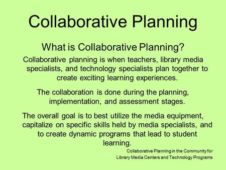 Collaborative Planning