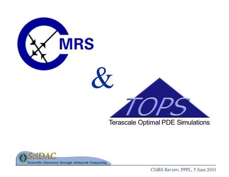 CMRS Review, PPPL, 5 June 2003 &. 4 projects in high energy and nuclear physics 5 projects in fusion energy science 14 projects in biological and environmental.