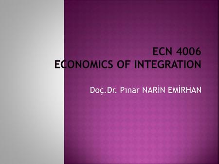 Doç.Dr. Pınar NARİN EMİRHAN.  The objective of this course is to introduce the students the types of economic integrations and to analyze the effects.