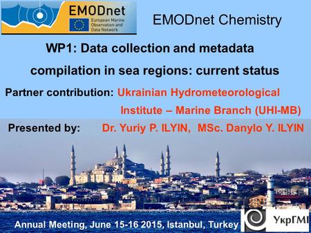 Annual Meeting, June 15-16 2015, Istanbul, Turkey WP1: Data collection and metadata compilation in sea regions: current status EMODnet Chemistry Partner.