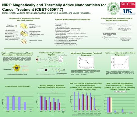 NIRT: Magnetically and Thermally Active Nanoparticles for Cancer Treatment (CBET-0609117) Carlos Rinaldi, Madeline Torres-Lugo, Gustavo Gutierrez, J. Zach.