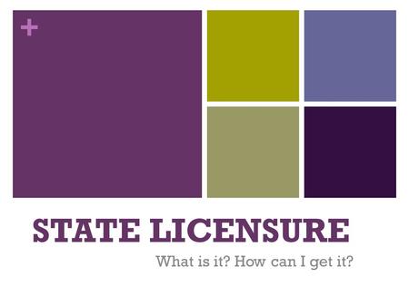 + STATE LICENSURE What is it? How can I get it?. + What is a state license? Permission from a particular state to practice counseling.