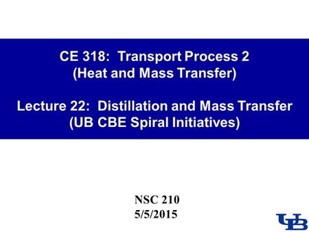 (Heat and Mass Transfer) Lecture 22: Distillation and Mass Transfer