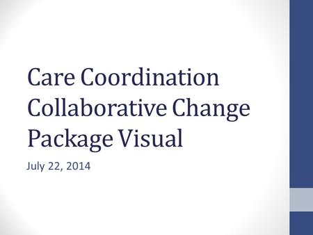 Care Coordination Collaborative Change Package Visual July 22, 2014.