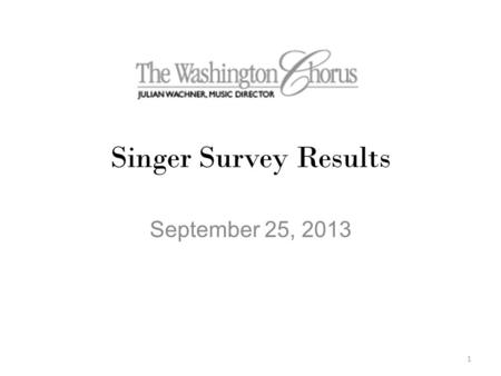 Singer Survey Results September 25, 2013 1. TWC Sections (2013-14) Soprano I – 30 (3 JWC) Soprano II – 40 (2 JWC) Alto I - 36 (1 JWC) Alto II – 21.