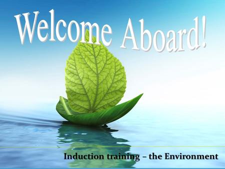 Induction training – the Environment. Introduction We take our environmental responsibilities very seriously. We believe this to be in the best interests.