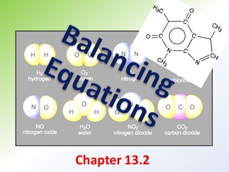 Chapter 13.2. Standards: GLE 0807.9.4 – Distinguish among elements, compounds, and mixtures. GLE 0807.9.9 – Explain the law of conservation of mass GLE.