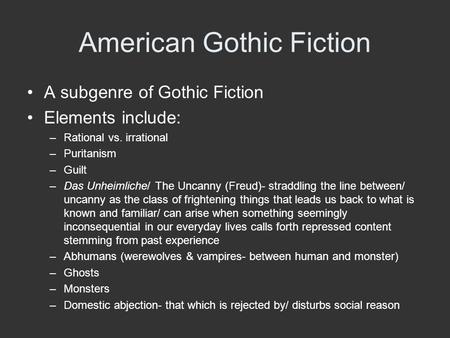 American Gothic Fiction