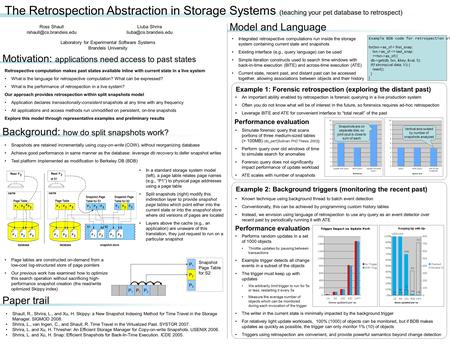 Retrospective computation makes past states available inline with current state in a live system What is the language for retrospective computation? What.