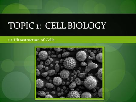 1.2 Ultrastructure of Cells TOPIC 1: CELL BIOLOGY.