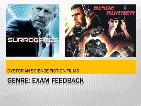 DYSTOPIAN SCIENCE FICTION FILMS.  Structure  Introductions: describing the purpose of the genre and defining dystopian film.  Using the key words of.