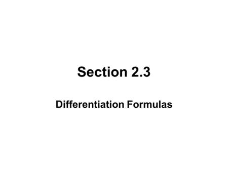 Differentiation Formulas