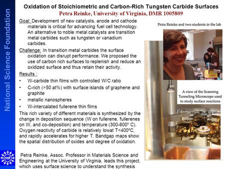 National Science Foundation Goal: Development of new catalysts, anode and cathode materials is critical for advancing fuel cell technology. An alternative.