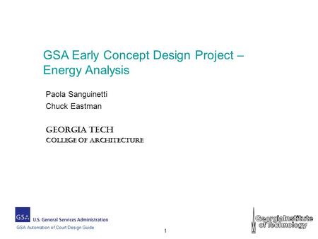 GSA Early Concept Design Project – Energy Analysis