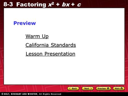 Preview Warm Up California Standards Lesson Presentation.