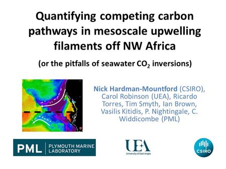 Quantifying competing carbon pathways in mesoscale upwelling filaments off NW Africa Nick Hardman-Mountford (CSIRO), Carol Robinson (UEA), Ricardo Torres,