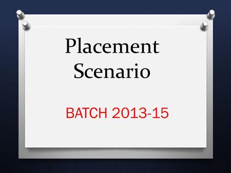 Placement Scenario BATCH 2013-15. Recruitments COMPANIES S. No.Company Name 1Jaro Education 2XL Dynamics Services 3Shakti Pumps Ltd 4E- Clerx 5Asian.