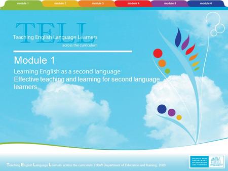 T eaching E nglish L anguage L earners across the curriculum | NSW Department of Education and Training, 2009 Effective teaching and learning for second.