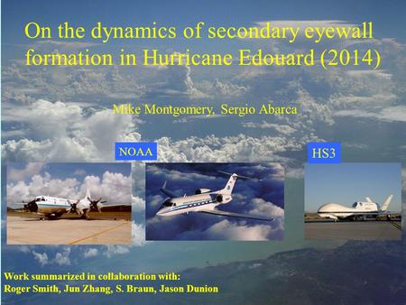 Work summarized in collaboration with: Roger Smith, Jun Zhang, S. Braun, Jason Dunion On the dynamics of secondary eyewall formation in Hurricane Edouard.