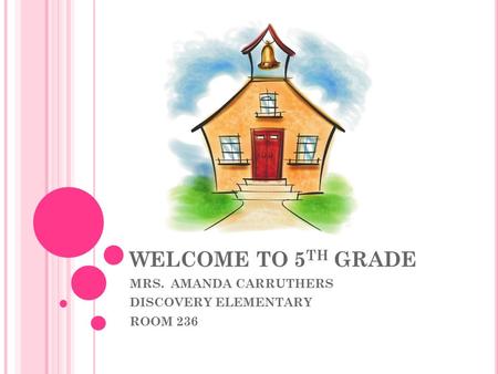 WELCOME TO 5 TH GRADE MRS. AMANDA CARRUTHERS DISCOVERY ELEMENTARY ROOM 236.