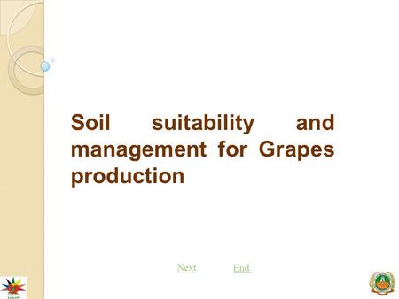 Next End Soil suitability and management for Grapes production.