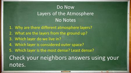 Do Now Layers of the Atmosphere No Notes