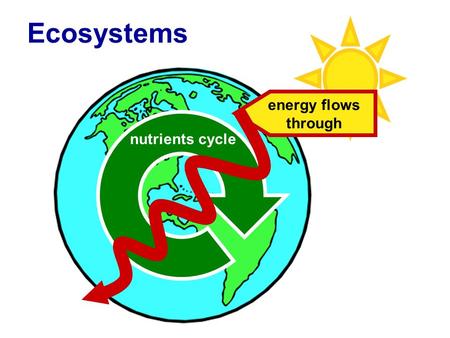 Biosphere constant input of energy energy flows through nutrients cycle Ecosystems.