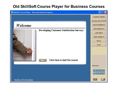 Old SkillSoft Course Player for Business Courses.