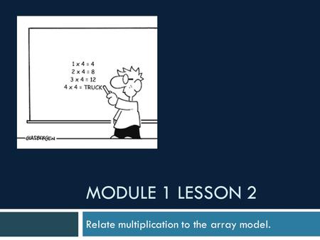 MODULE 1 LESSON 2 Relate multiplication to the array model.