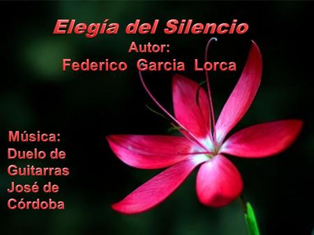 Elegía del Silencio, poema de Federico Garcia Lorca