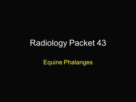 Radiology Packet 43 Equine Phalanges. 3 yr old STDB Gelding HX = presented for an acute onset of lameness in the left fore that occurred immediately after.