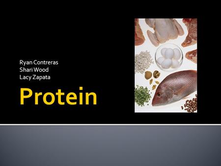 Ryan Contreras Shari Wood Lacy Zapata.  Proteins are made up of amino acids – the basic building blocks of our bodies.  Protein is a part of every cell.