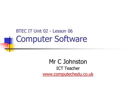 Mr C Johnston ICT Teacher