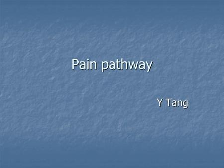 Pain pathway Y Tang.