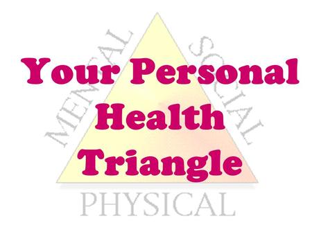 Your Personal Health Triangle. Label your paper: My Health Triangle Physical Health 1. 2. 3. 4. 5. 6.