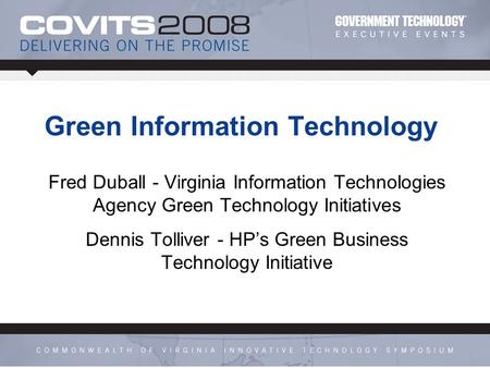 Virginia Information Technologies Agency Green Technology Initiatives