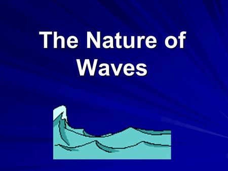 The Nature of Waves. Wave: Any disturbance that transmits energy through matter or empty space.