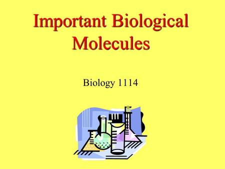 Important Biological Molecules Biology 1114. Important Inorganic Compounds Water Acids, Bases, Salts.