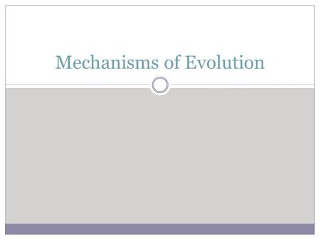 Mechanisms of Evolution. Hardy-Weinberg Principle A. A population is in genetic equilibrium—all individuals are equally adapted to their environment &