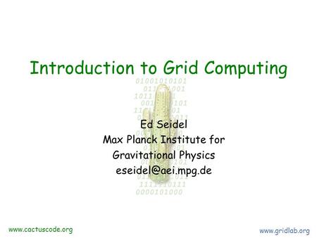 Introduction to Grid Computing Ed Seidel Max Planck Institute for Gravitational Physics