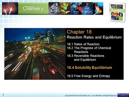 Chapter 18 Reaction Rates and Equilibrium 18.4 Solubility Equilibrium