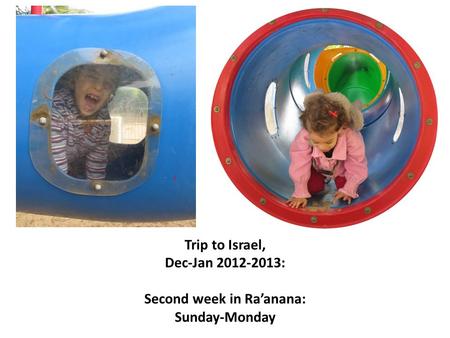 Trip to Israel, Dec-Jan 2012-2013: Second week in Ra’anana: Sunday-Monday.