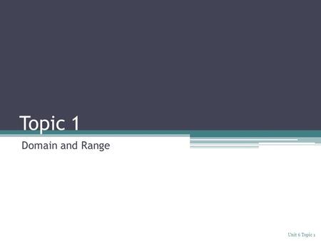 Topic 1 Domain and Range Unit 6 Topic 1. Explore: Investigating Domain and Range For each graph shown describe i) the x-values ii) the y-values Graph.