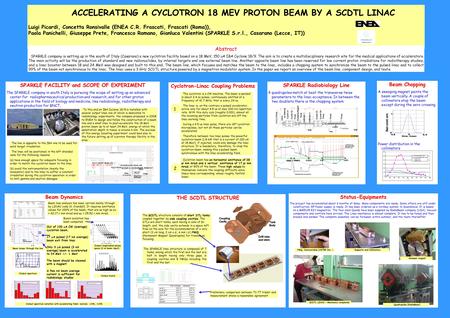 ACCELERATING A CYCLOTRON 18 MEV PROTON BEAM BY A SCDTL LINAC Luigi Picardi, Concetta Ronsivalle (ENEA C.R. Frascati, Frascati (Roma)), Paola Panichelli,