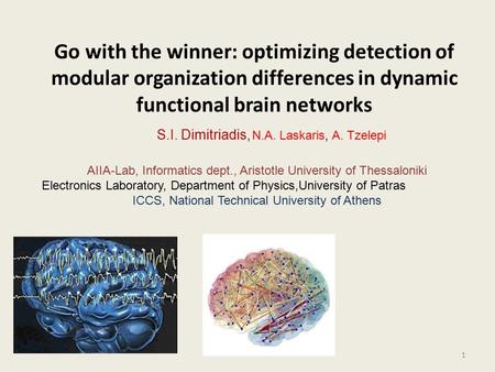 Go with the winner: optimizing detection of modular organization differences in dynamic functional brain networks 1 S.I. Dimitriadis, N.A. Laskaris, A.