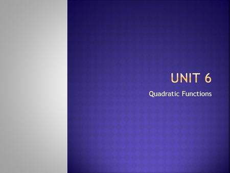 Quadratic Functions. Expanding to Standard Form A quadratic function is a function that can be written in the standard form below and where quadratic.