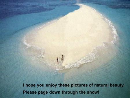 I hope you enjoy these pictures of natural beauty. Please page down through the show!