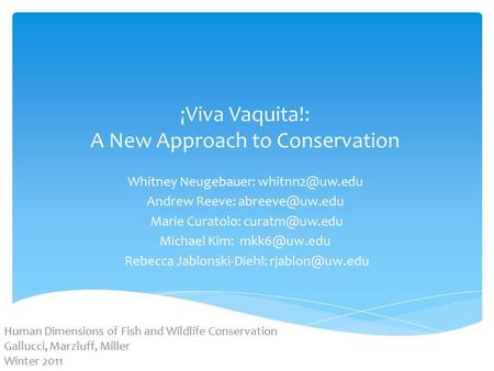 ¡Viva Vaquita!: A New Approach to Conservation